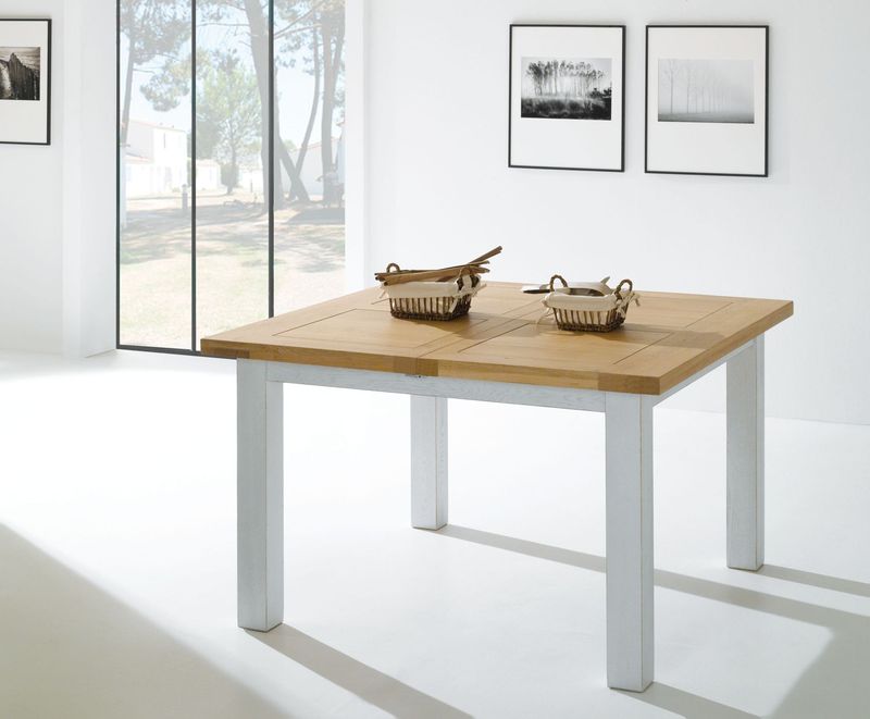 Table carrée en chêne bi-ton